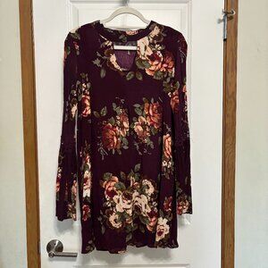Altar'd State Long Sleeve Floral Dress with Lace Sleeves